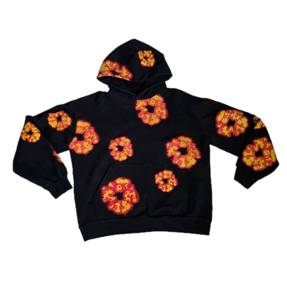 Denim Tears Offset Wreath Hoodie Black / Orange/ Red, Size LARGE
